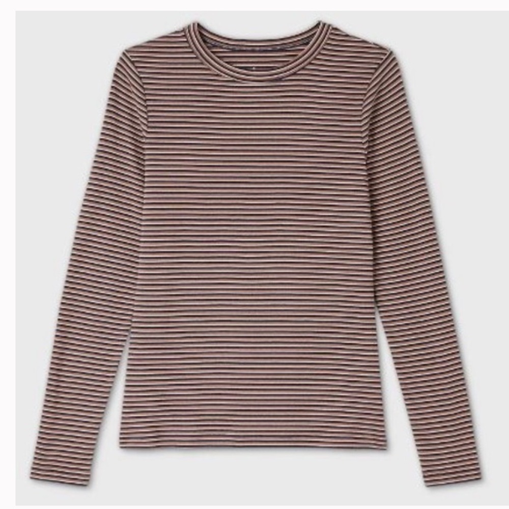 A New Day Stripes Long Sleeve Tee Top Size Medium - Picture 4 of 9
